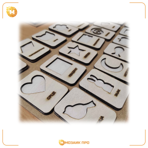 Дрвени Монтесори картички со разни форми - сет од 30