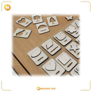 Дрвени Монтесори картички со разни форми - сет од 10
